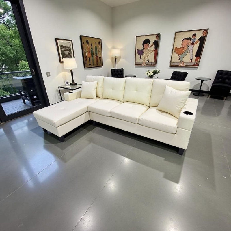 Desmond Sectional - Cream Leather