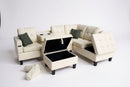 Angelo Sectional - Cream Leather