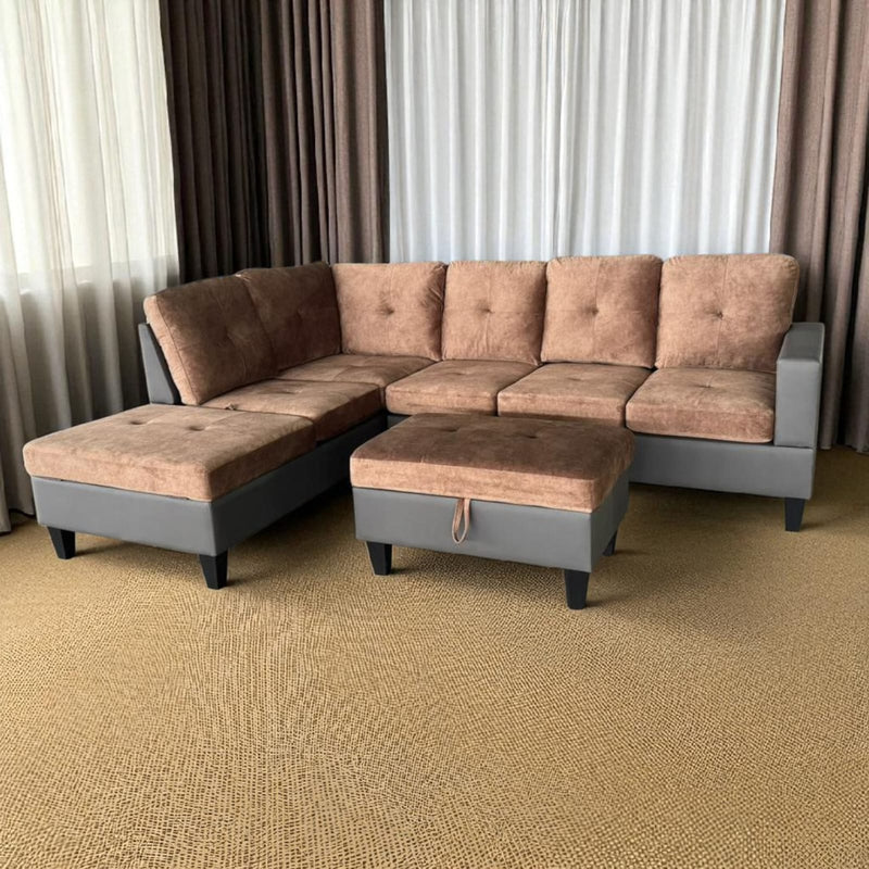 Aziel Sectional - Brown/ Choco - The Fine Furniture
