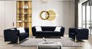 Hepzibah 3pc Sofa Set - Black Velvet - The Fine Furniture