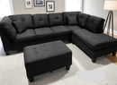 Gregory 4pc Sectional Sofa - Black Fabric - The Fine Furniture