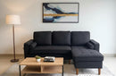 Noah 2pc Sectional Sofa - Black Fabric - The Fine Furniture