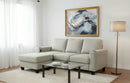 Arya Sectional With Ottoman- Light Grey - The Fine Furniture