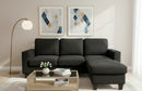 Arya Sectional With Ottoman- Black - The Fine Furniture