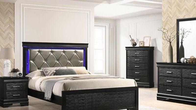 Molly 6pc Bedroom Set - Queen/King- Black - The Fine Furniture