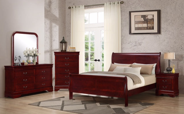 Enzo 6pc Bedroom Set - Queen/ King- Cherry - The Fine Furniture