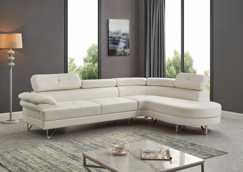 Caspian Sectional - White Leather - The Fine Furniture