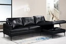 Ajax Sectional with Storage - Black Leather - The Fine Furniture