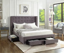 Mia Bed Frame - Queen/King - Grey Velvet