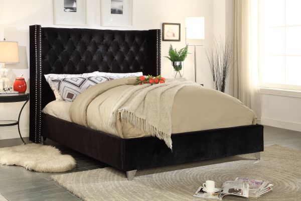 Hadleigh Bed Frame - Black Velvet - Queen/King