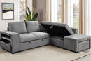 Arden 3 Pc Sectional Sofa Bed with storage - Grey - The Fine Furniture