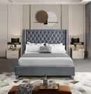 Hadleigh Bed Frame - Grey Velvet - Double/Queen/King