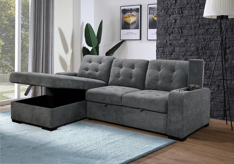 Avery Sectional Sofa Bed - Grey - The Fine Furniture