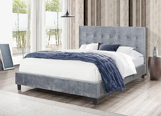 Glare Bed Grey Velvet - Double/Queen/King - The Fine Furniture