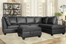 Balin 2 Pc Sectional with Storage Ottoman - Black Leather - The Fine Furniture