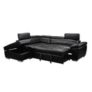 Dorian Sectional With Pull Out Sofa Bed - Black PU