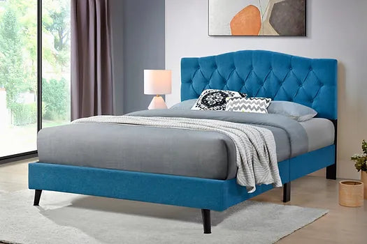 Sarah Bed - Queen - Blue - The Fine Furniture