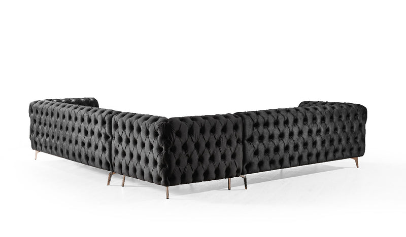 Chester Corner Sectional Sofa - Black Velvet - The Fine Furniture