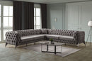Chester Sectional Corner Sofa - Grey Velvet - The Fine Furniture
