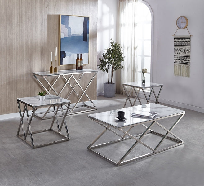 Braylee Coffee Table Set - White Marble - The Fine Furniture