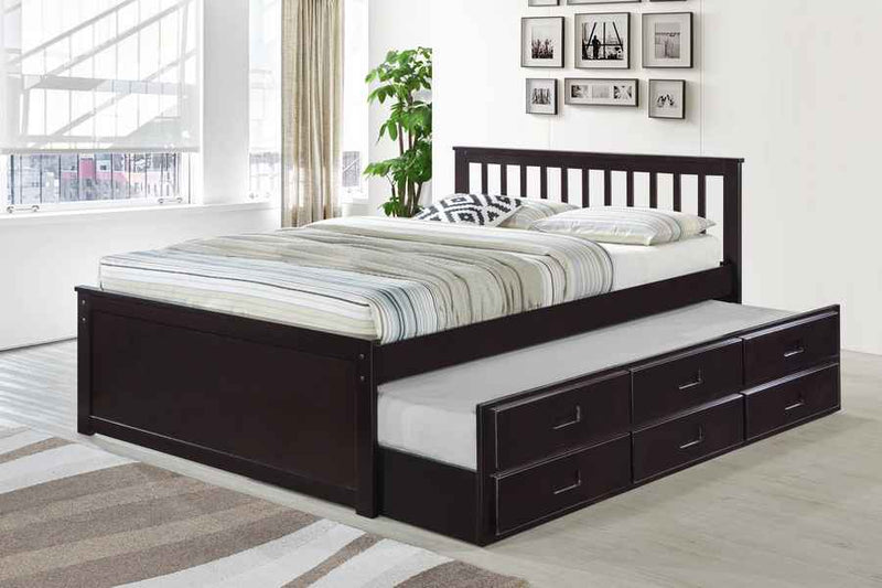 Anais Captain Bed With Pull-Out Bed - Espresso - The Fine Furniture