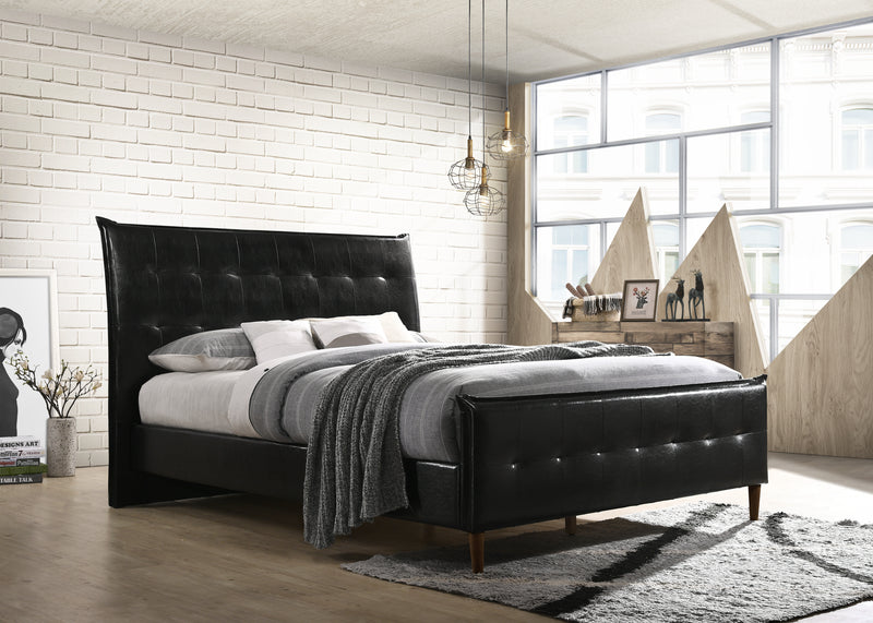 Brenna Bed Frame - Black Leather - King - The Fine Furniture