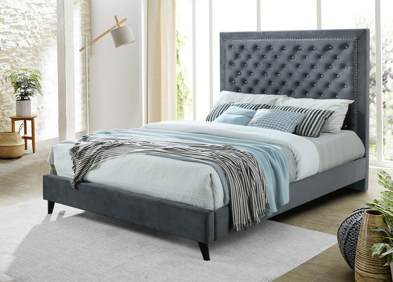 Aurora Bed Frame - Grey Linen - Queen/King - The Fine Furniture