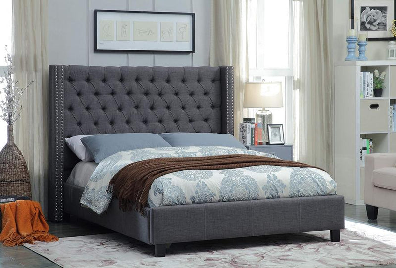 Alaanah Bed Frame - Grey Linen - Queen/King - The Fine Furniture