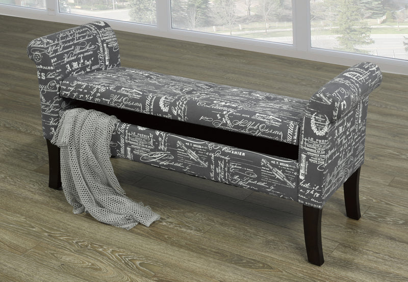 Rosa Storage Bench - Grey French Fabric - The Fine Furniture