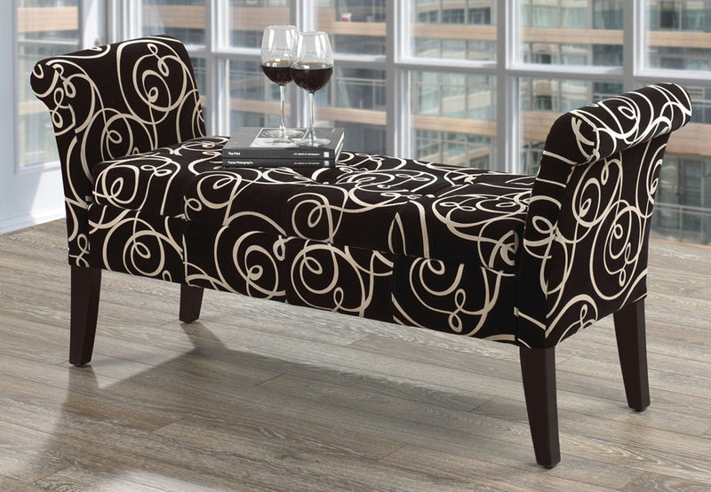 Rosa Storage Bench - Black Cream Swirl - The Fine Furniture