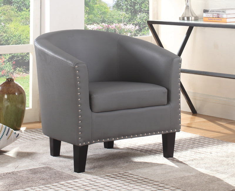 Morgan Accent Chair - Grey Leather - The Fine Furniture