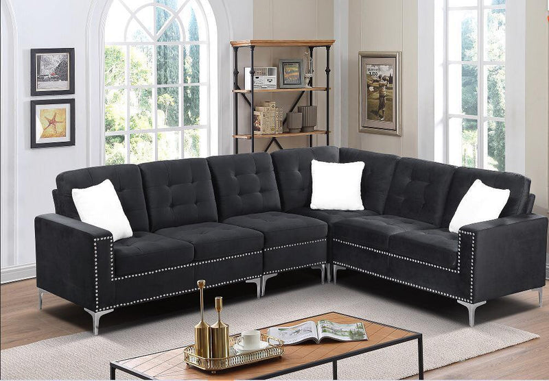 Liam 4pc Sectional Sofa Set - Black - The Fine Furniture