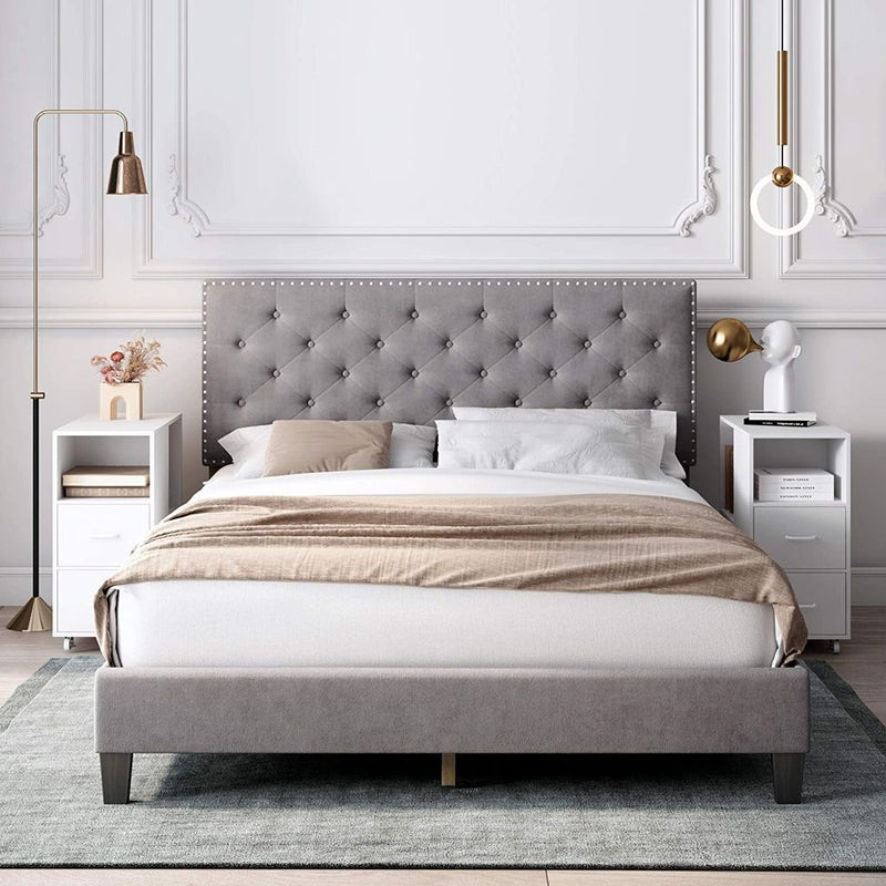 Ruby Bed Frame - Double/Queen/King - Grey - The Fine Furniture