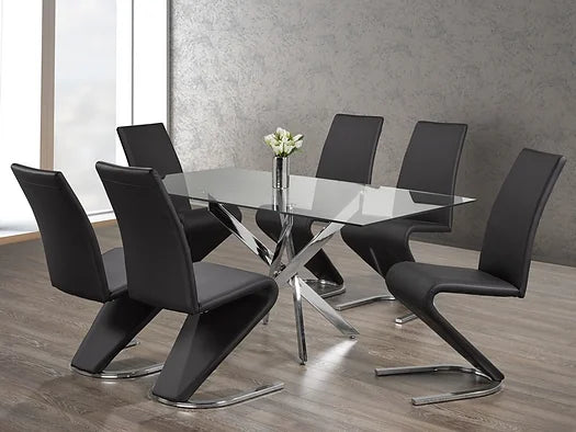 Tommy 7pc Dining table set - Black - The Fine Furniture