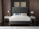 Aby Bed Frame - Grey Velvet Fabric - Double/Queen/King - The Fine Furniture