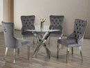 Noah 5pc Dining table set - Grey Velvet - The Fine Furniture