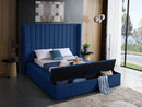 Adeliza Bed Frame - Blue Velvet Fabric - Queen/King - The Fine Furniture