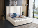 Adeliza Bed Frame - Creme Velvet Fabric - Queen/King - The Fine Furniture