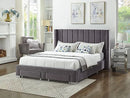 Isabella Bed Frame - Grey Velvet Fabric - Queen/King - The Fine Furniture