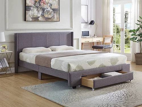 Juan Bed Frame - Grey Fabric - Double/Queen - The Fine Furniture