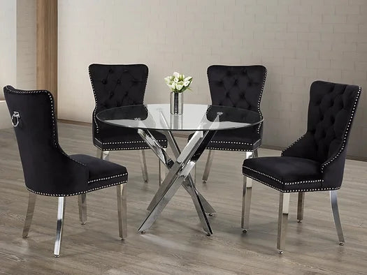 Noah 5pc Dining table set - Black Velvet - The Fine Furniture