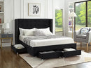 Mia Bed Frame - Black Velvet Fabric - Queen/King - The Fine Furniture