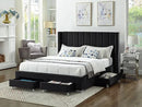 Isabella Bed Frame - Black Velvet Fabric - Queen/King - The Fine Furniture