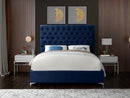 Aby Bed Frame - Blue Velvet Fabric - Double/Queen/King - The Fine Furniture