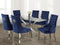 Arthur 7pc Dining table set - Blue Velvet - The Fine Furniture