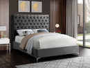 Aby Bed Frame - Grey Velvet Fabric - Double/Queen/King - The Fine Furniture
