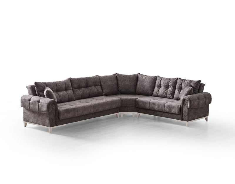 Maria Sectional Sofa - Grey Fabric - The Fine Furniture