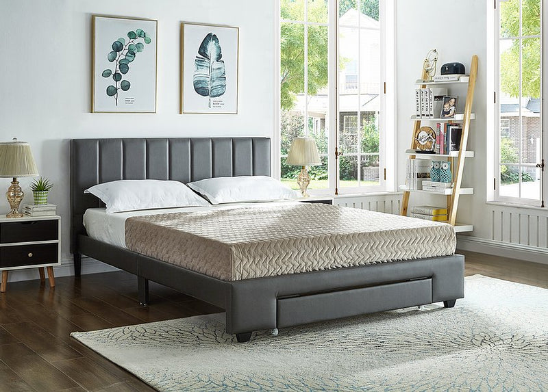 Allie Bed Frame - Double/Queen - Grey - The Fine Furniture