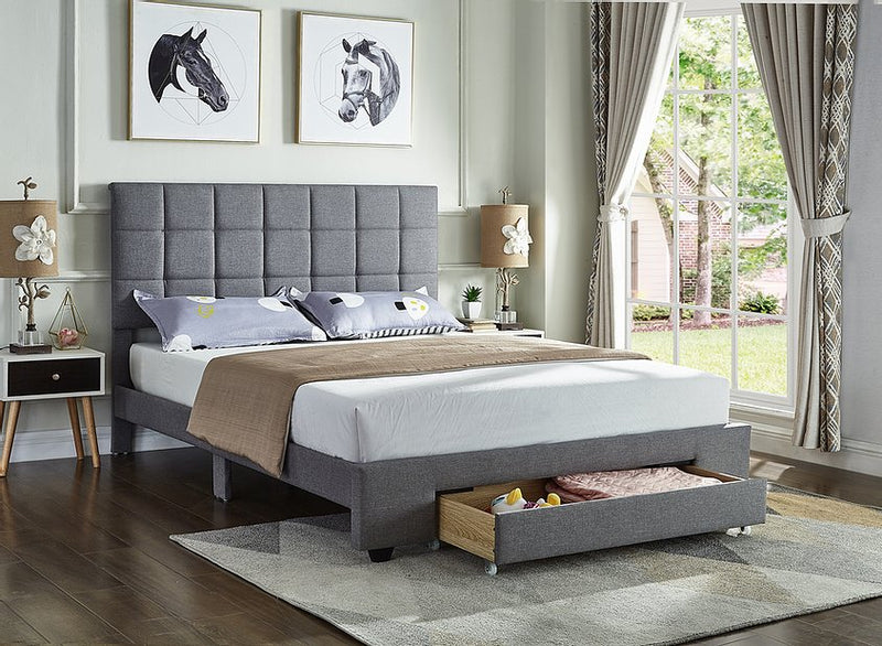 Lainey Bed Frame - Double/Queen - Grey - The Fine Furniture