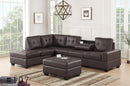 Roma Sectional Sofa - Brown Leather - The Fine Furniture